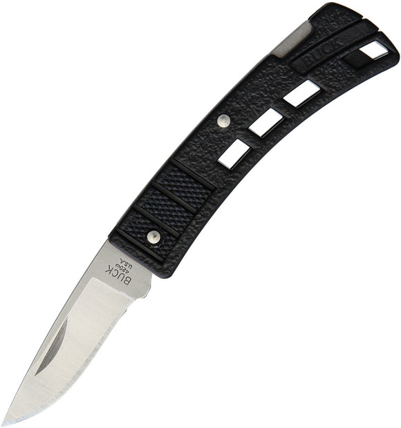 BUCK Knives Mini Buck Black Valox Handle Drop Pt Folding Blade Knife - 425B