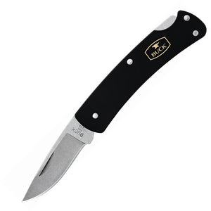 BUCK Knives Alumni Lockback Folding Blade Black Aluminum Handle Knife 524BKS
