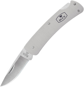 BUCK Knives Alumni Lockback Folding Drop Blade Gray Aluminum Handle Knife 524GYS