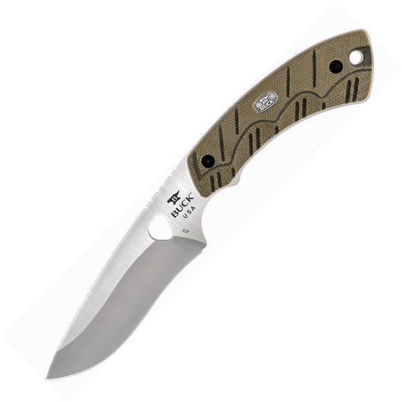 BUCK Knives Open Season Skinner Fixed Blade Green Canvas Handle Knife 537ODS