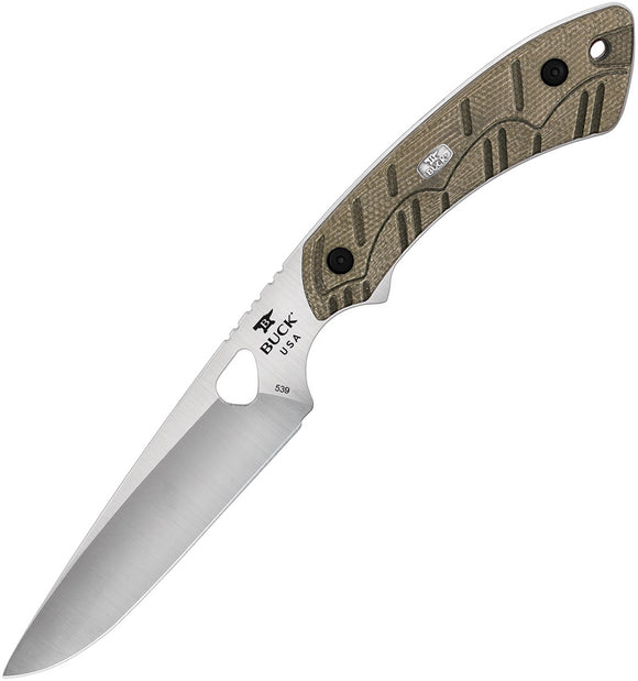 BUCK Knives Open Season Fixed Blade Small Game Green Canvas Handle Knife 539ODS