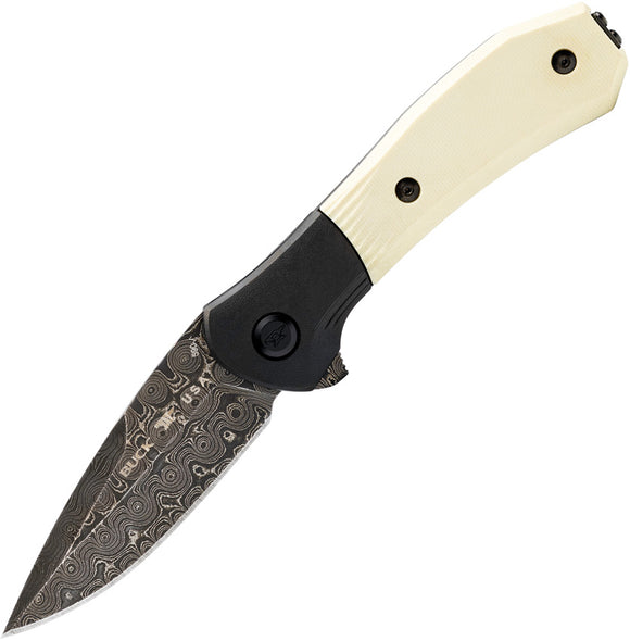 Buck Paradigm Linerlock LE Black & White G10 Folding Damascus Pocket Knife 590IVSLE