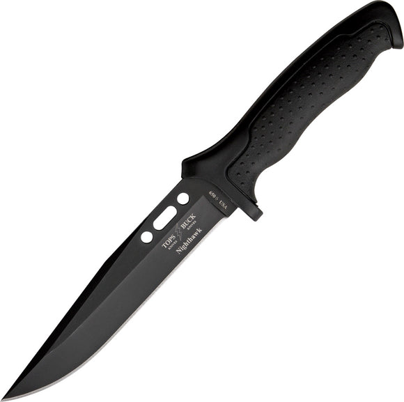 BUCK Knives TOPS Buck Nighthawk Black Fixed Clip Blade Knife + Sheath 650BKSTP