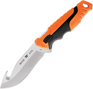 Buck Pursuit Pro Large Guthook Fixed Blade Knife Black/Orange (4.5" S35VN) w/ Sheath BU657ORG