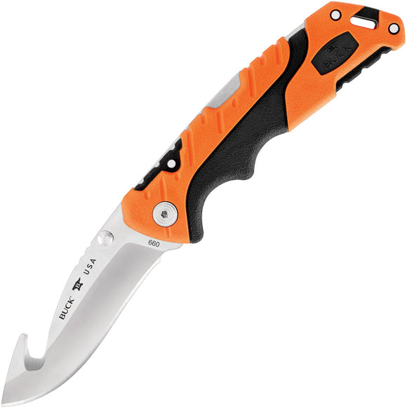 Buck Pursuit Pro Large Folding Lockback Guthook Knife Black/Orange (3.5