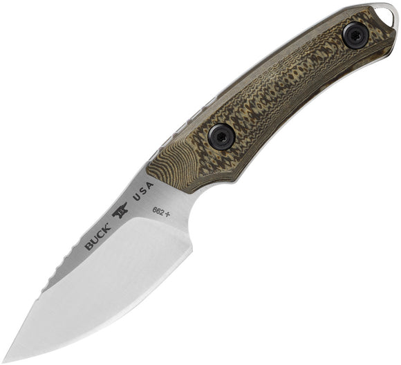 Buck Alpha Scout Brown & Tan Textured Richlite S35VN Fixed Blade Knife w/ Belt Sheath 662BRS