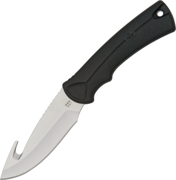 BUCK Knives Lite Max Large Fixed Guthook Blade BLK Handle Knife + Sheath 679BKG