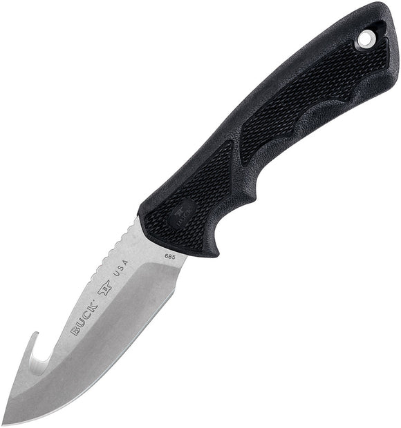 BUCK Knives Bucklite Max II Large Stainless Fixed Guthook Blade Black Handle Knife 685BKG