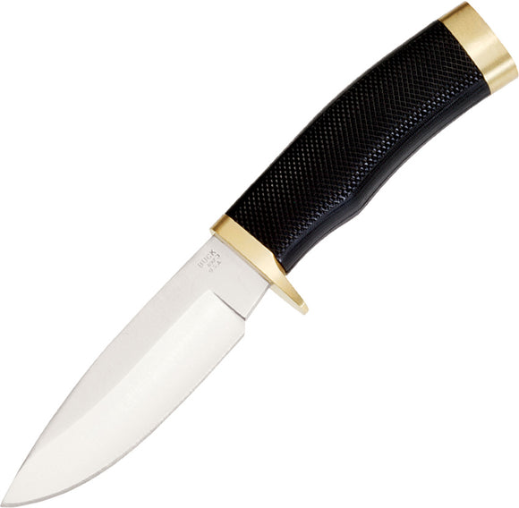 BUCK Knives Vanguard Black Rubber Handle Fixed Drop Pt Blade Knife + Sheath 692