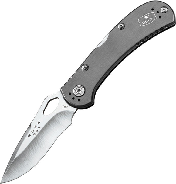 BUCK Knives SpitFire Lockback Gray Aluminum Handle Folding Blade Knife 722GYS1