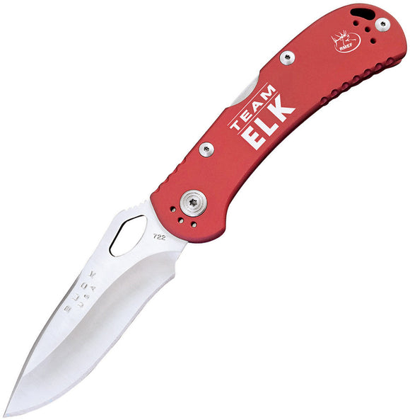 BUCK Knives SpitFire Lockback Red Team Elk Handle Folding Blade Knife 722RDSRMEF
