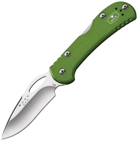 BUCK Knives Mini SpitFire Lockback Green Handle Folding Drop Blade Knife 726GRS