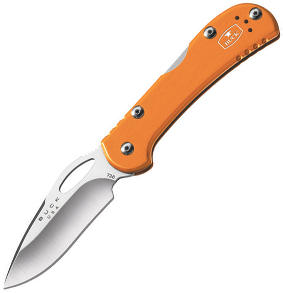 BUCK Knives Mini SpitFire Lockback Orange Handle Folding Drop Blade Knife 726ORS