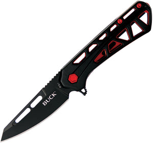 Buck Mini Trace Ops Linerlock Black & Red Aluminum Folding 7Cr17MoV Pocket Knife 813BKS