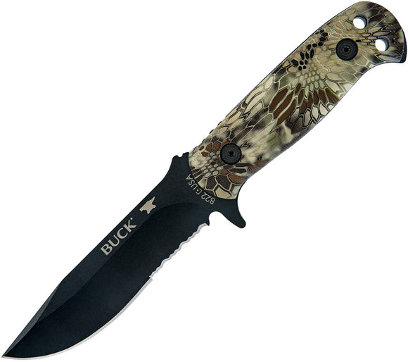 BUCK Knives Sentry Kryptek Highlander Camo Fixed Black Clip Blade Knife 822CMX26