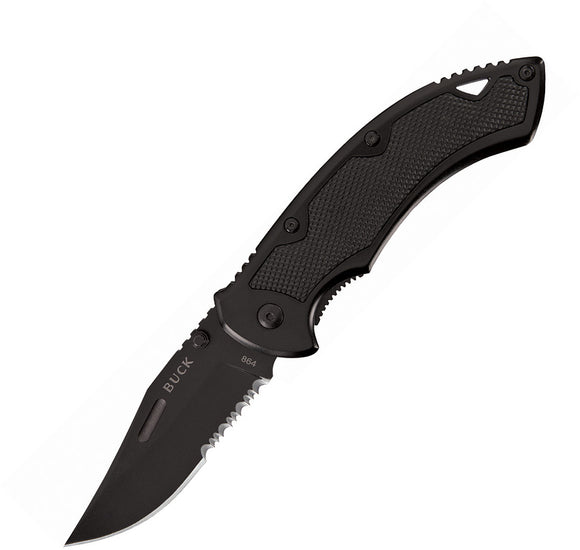 BUCK Knives Iceman Linerlock Black Handle Folding Serrated Blade Knife 864BKX