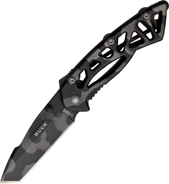 BUCK Knives Mini Bones Framelock Black Stripe Camo Folding Blade Knife 869CMS