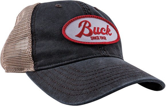 Buck Snap Back Trucker Cap Navy/Khaki w/ Buck Logo Patch BU89156