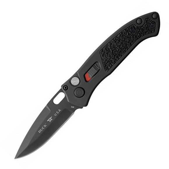 Buck Automatic Impact Knife Button Lock Armor Black Aluminum S30V Stainless Drop Point Blade 898BKS1