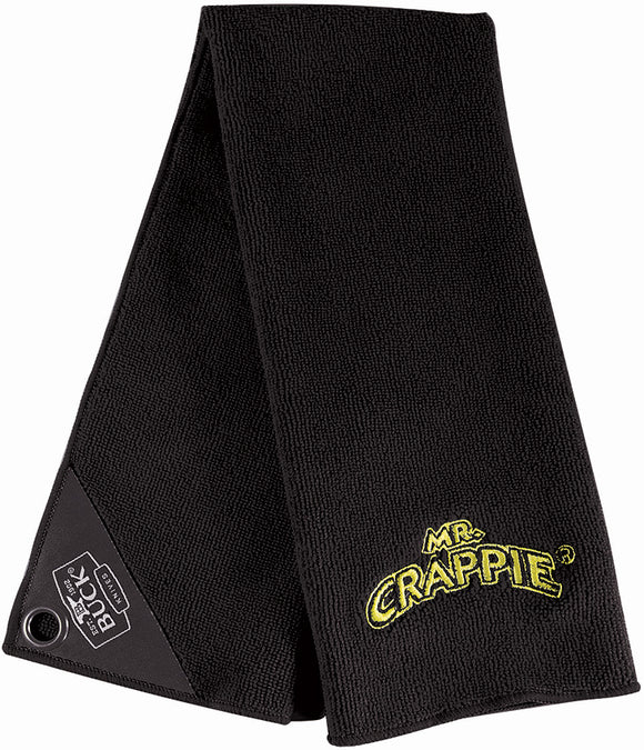 BUCK Knives Embroidered Mr Crappie Logo Fishing Black Towel w