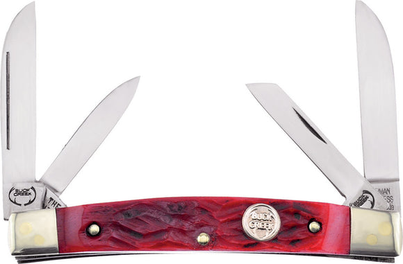 Buck Creek Little Bear & Bull Red Pick Bone Folding Stainless 4 Blade Pocket Knife 6682RPB