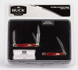 Buck Combo Slip Joint 2pc Set Red Wood Folding Stainless Pocket Knife CMBOWM20C