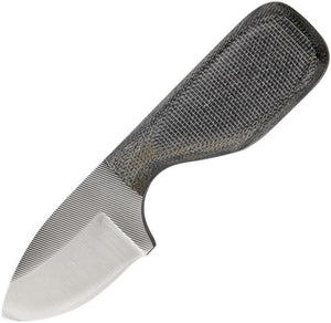 Anza Black Micarta Handle 5" Fixed Blade Full Tang Knife w/ Leather Sheath