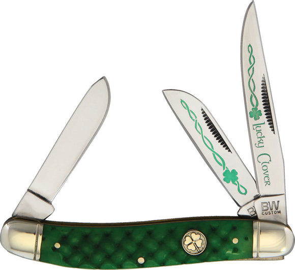 Brian Wilhoite Green Good Luck Stockman Folding Pocket Knife C34