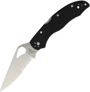 Byrd Harrier 2 Lockback Black G10 Folding Partially Serrated Pocket Knife 01GPS2