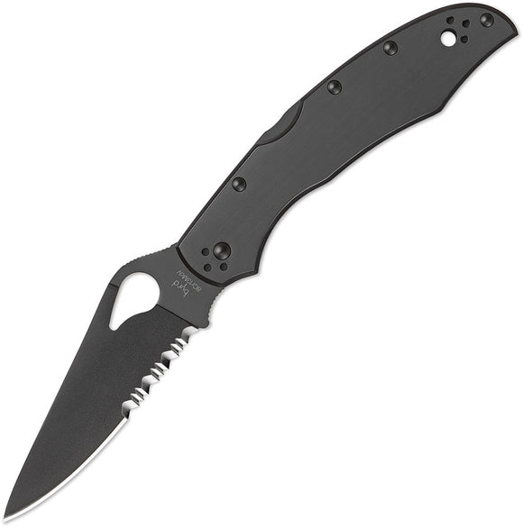 Byrd Black Cara Cara 2 Part Serrated Blade Folding Knife 03BKPS2