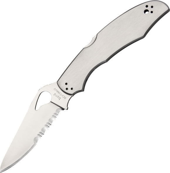 Byrd Cara Cara 2 Lockback Part Serrated Stainless Handle Folding Knife 03PS2