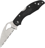 Byrd Meadowlark 2 Lockback Black Folding 8Cr13MoV Serrated Pocket Knife 04SBKWC2