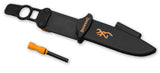 Browning Ignite Black & Gray Handle Fixed Blade Knife + Firestarter & Sheath 160