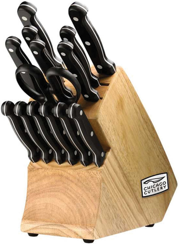 Chicago Cutlery Essentials Polymer Stainless Fixed Blade 15pc Knife Set 01034