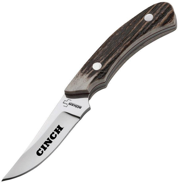 Boker Cinch Cowboy Crossdraw Stainless Fixed Blade Stag Handle Knife