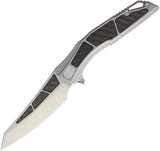 Stedemon ZODIAC Tumbled Folding Carbon Fiber Blade Gray Titanium Knife