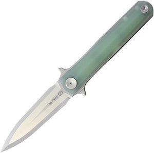Stedemon Han Jade Handle Satin Spear Pt 14c28n Blade Folding Knife