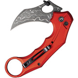 Civivi Incisor II Button Lock Red Aluminum Folding Damascus Pocket Knife 16016BDS1