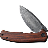 Civivi Mini Praxis Linerlock Guibourtia Folding Damascus Pocket Knife 18026CDS1
