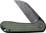 Civivi Elementum Linerlock Green Micarta Folding Damascus Knife 18062AFDS1
