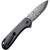 Civivi Elementum II Button Lock Carbon Fiber Folding Damascus Pocket Knife 18062PBDS1