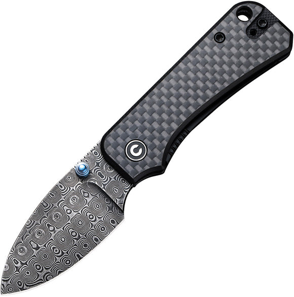 Civivi Baby Banter Linerlock Twill Carbon Fiber Folding Damascus Knife 19068SDS1