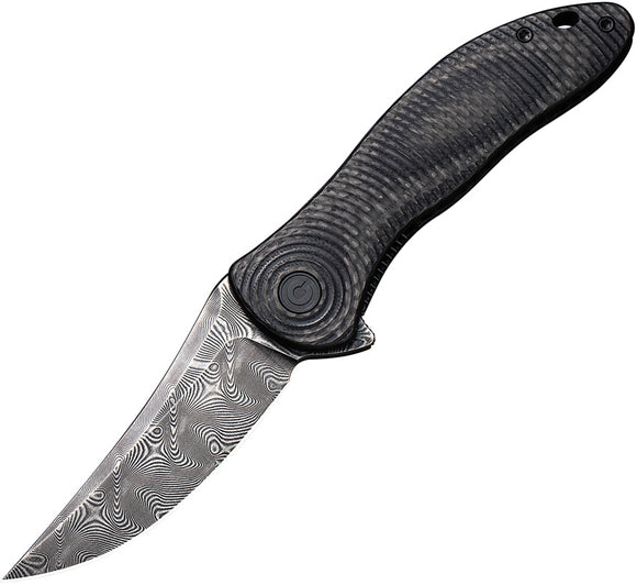 Civivi Synergy3 Linerlock Black G10/CF Folding Trailing Damascus Knife 20075ADS1