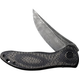 Civivi Synergy3 Linerlock Black G10/CF Folding Trailing Damascus Knife 20075ADS1