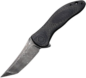 Civivi Synergy3 Linerlock Black G10/CF Folding Tanto Damascus Knife 20075BDS1