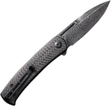 Civivi Caetus Linerlock Carbon Fiber Folding Damascus Pocket Knife 21025CDS1