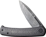 Civivi Caetus Linerlock Carbon Fiber Folding Damascus Pocket Knife 21025CDS1