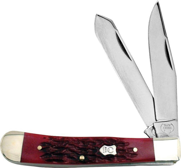 Buck Creek Trapper Red Pick Bone Handle German Stainless Folding Knife