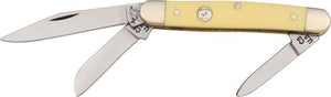 Bear & Son Medium Stockman Yellow Handle 1095 Carbon Steel Folding Knife