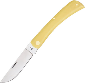 Case XX 4 5/8" Yellow Synthetic Handle Sod Buster Folding Knife - 00038